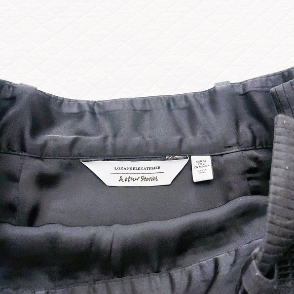 & Other Stories Black LA Atelier Black Flare Skirt SZ2 - Picture 6 of 7